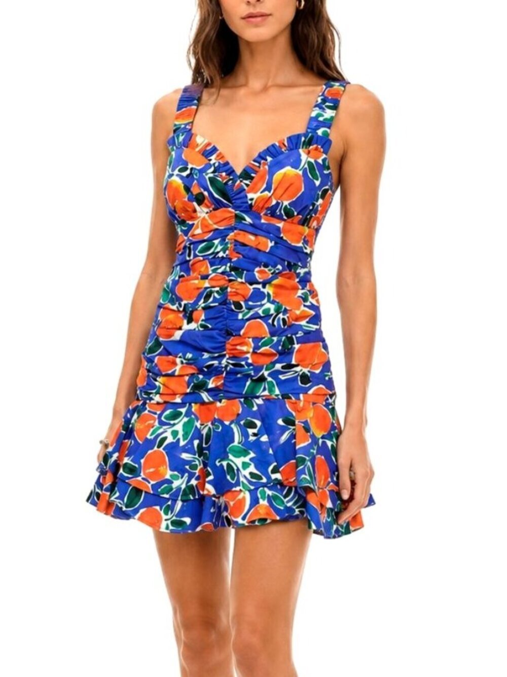 Jonathan Simkhai Havana Ruched Ruffle Mini Dress Ruffle Skirt